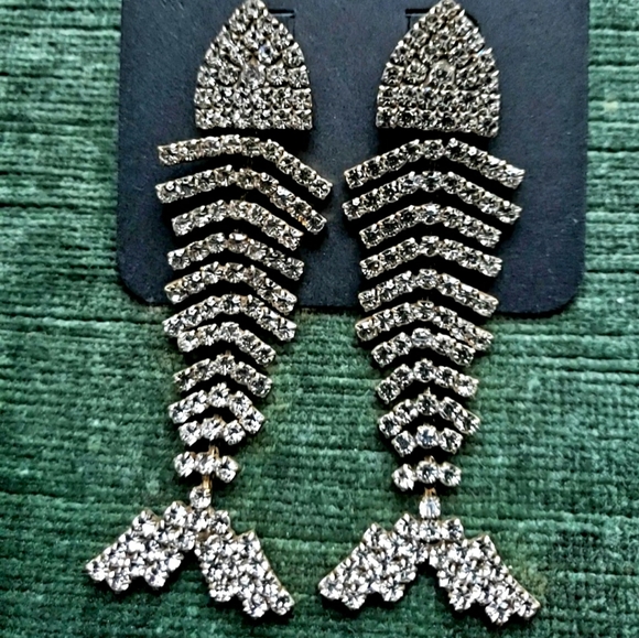 NWT J.CREW BONEFISH Pave Crystals Earrings - Picture 3 of 5